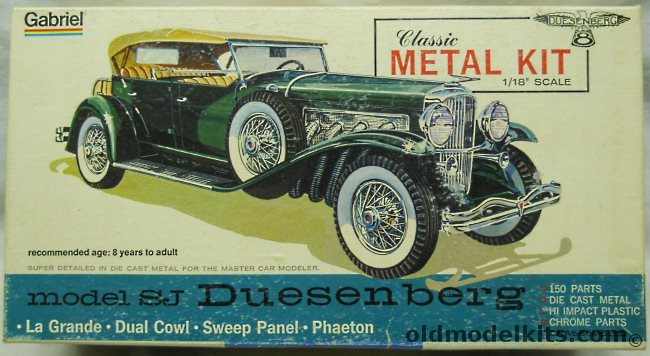 Gabriel 1/18 Duesenberg Model SJ Dual Cowl Phaeton - (ex-Hubley), 4864 plastic model kit